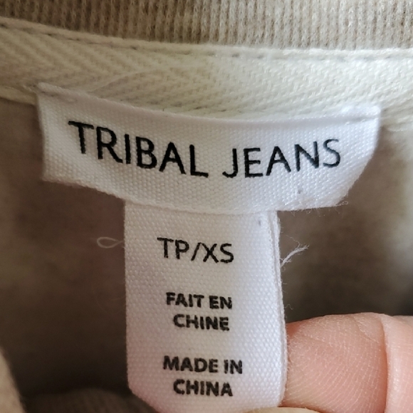 Tribal Jeans Tan Long Sleeve Dress with Relaxed Fit - Picture 3 of 9